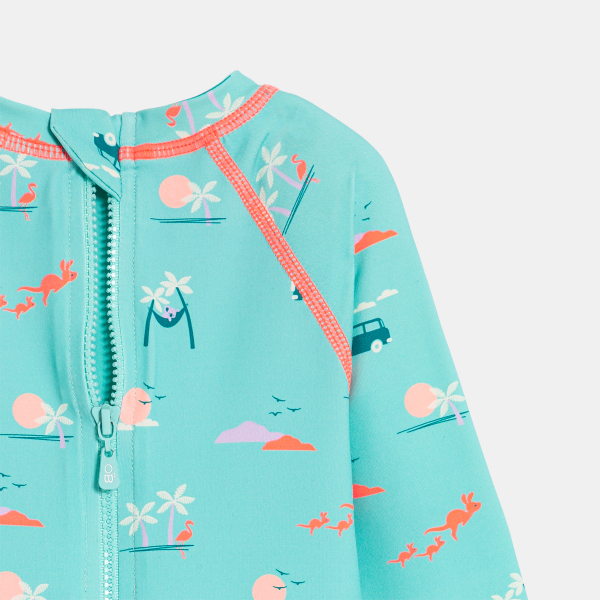 جمبسوت قصيرة مضادة للأشعة فوق البنفسجية باللون الأزرق للأولاد الصغار